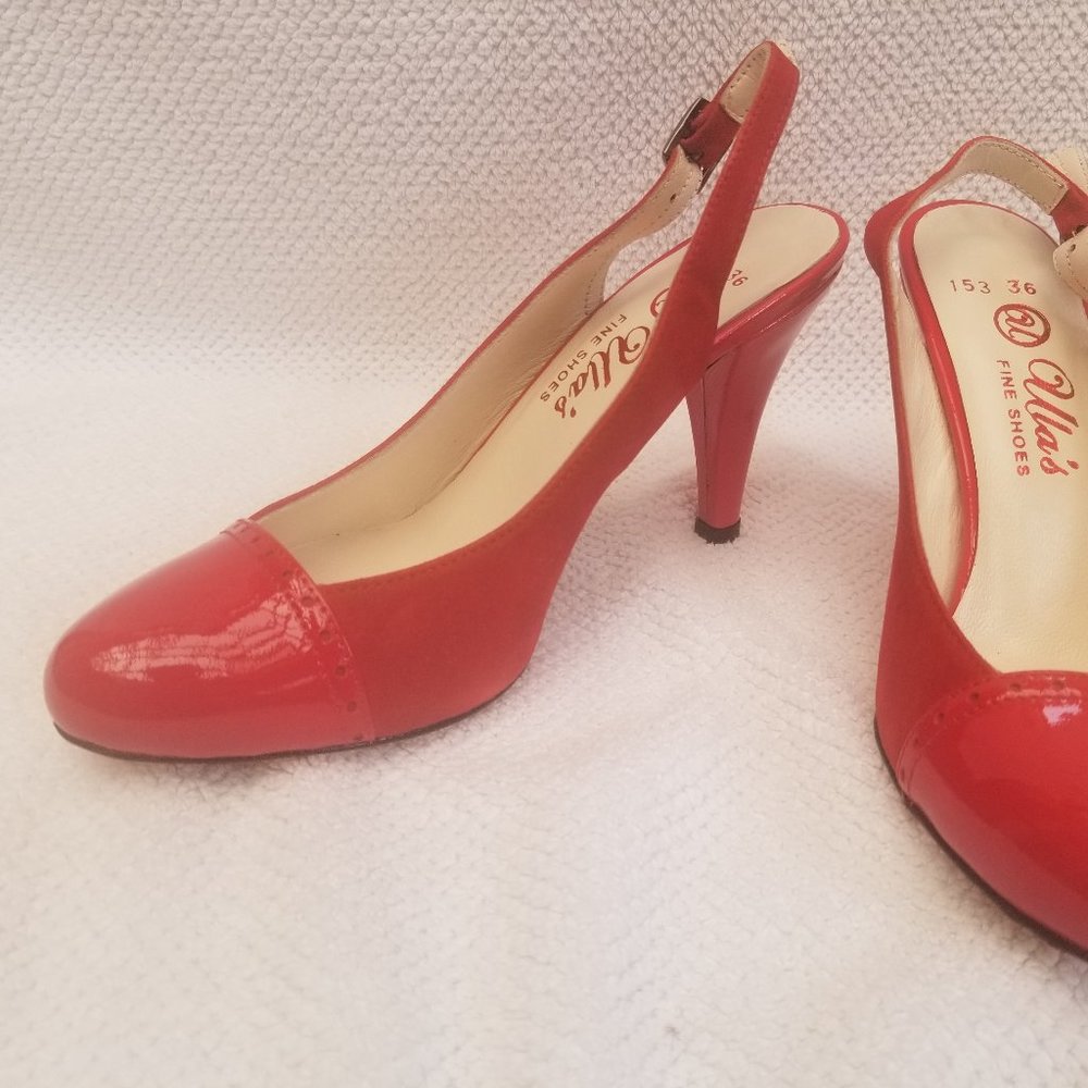 Vibrant red leather heels!